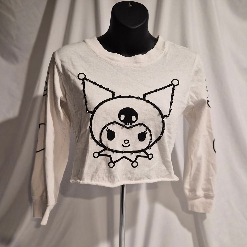 Tokidoki x Hello Kitty and Friends Kuromi Studded Crop Long Sleeve Tee White S‎